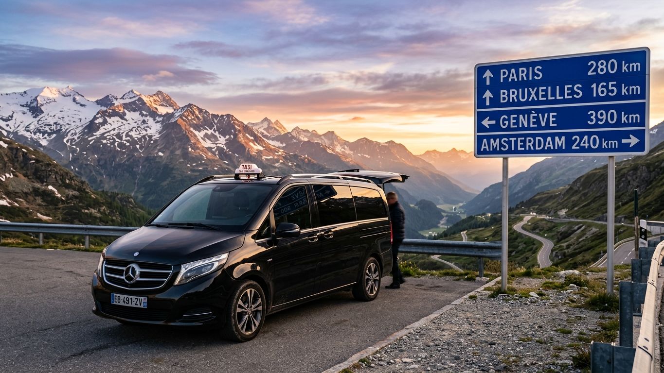 Taxi longue distance sur autoroute vers l'Europe